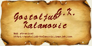 Gostoljub Kalanović vizit kartica
